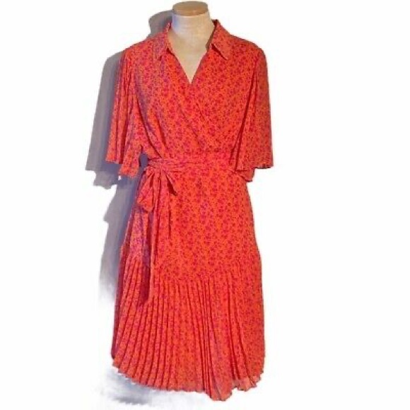 Alexis Floral Flutter Sleeve Pleated Wrap Dress - Picture 9 of 12